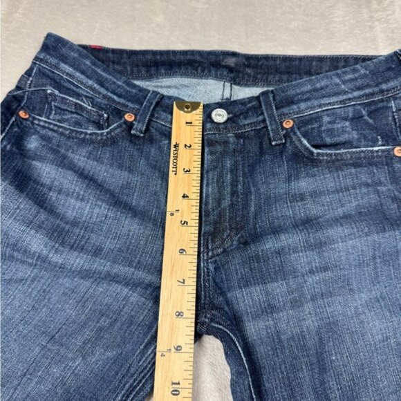 7 for All Mankind Flynt Dojo Style Gold Embroidered Pockets Bootcut Jeans 28 - Picture 10 of 16